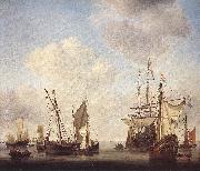 VELDE, Willem van de, the Younger Warships at Amsterdam rt Spain oil painting reproduction